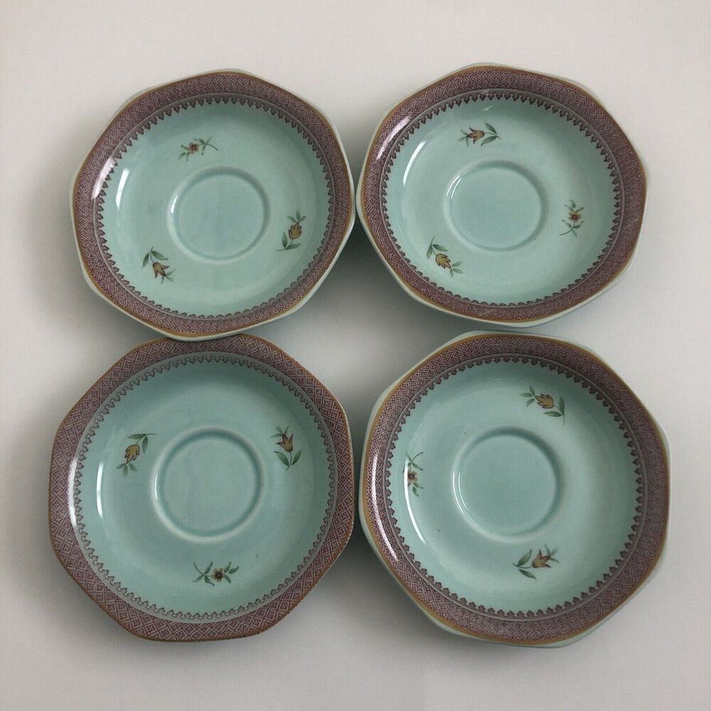 4 Adams Lowestoft Calyx Ware Lowestoft 6” Snack Saucer Plates EUC Vintage 1920s